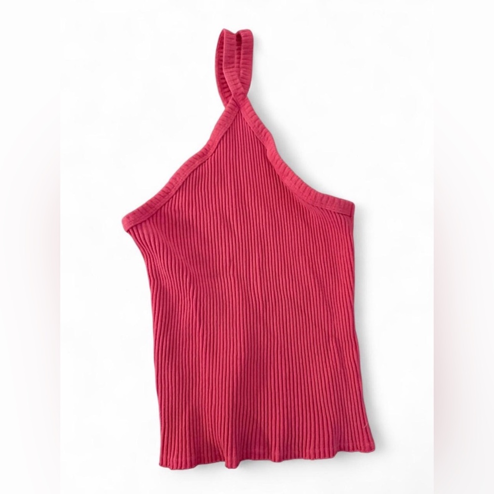 ANTHROPOLOGIE T.La pink/coral SLEEVELESS RIBBED HALTER TANK size small - Picture 3 of 4